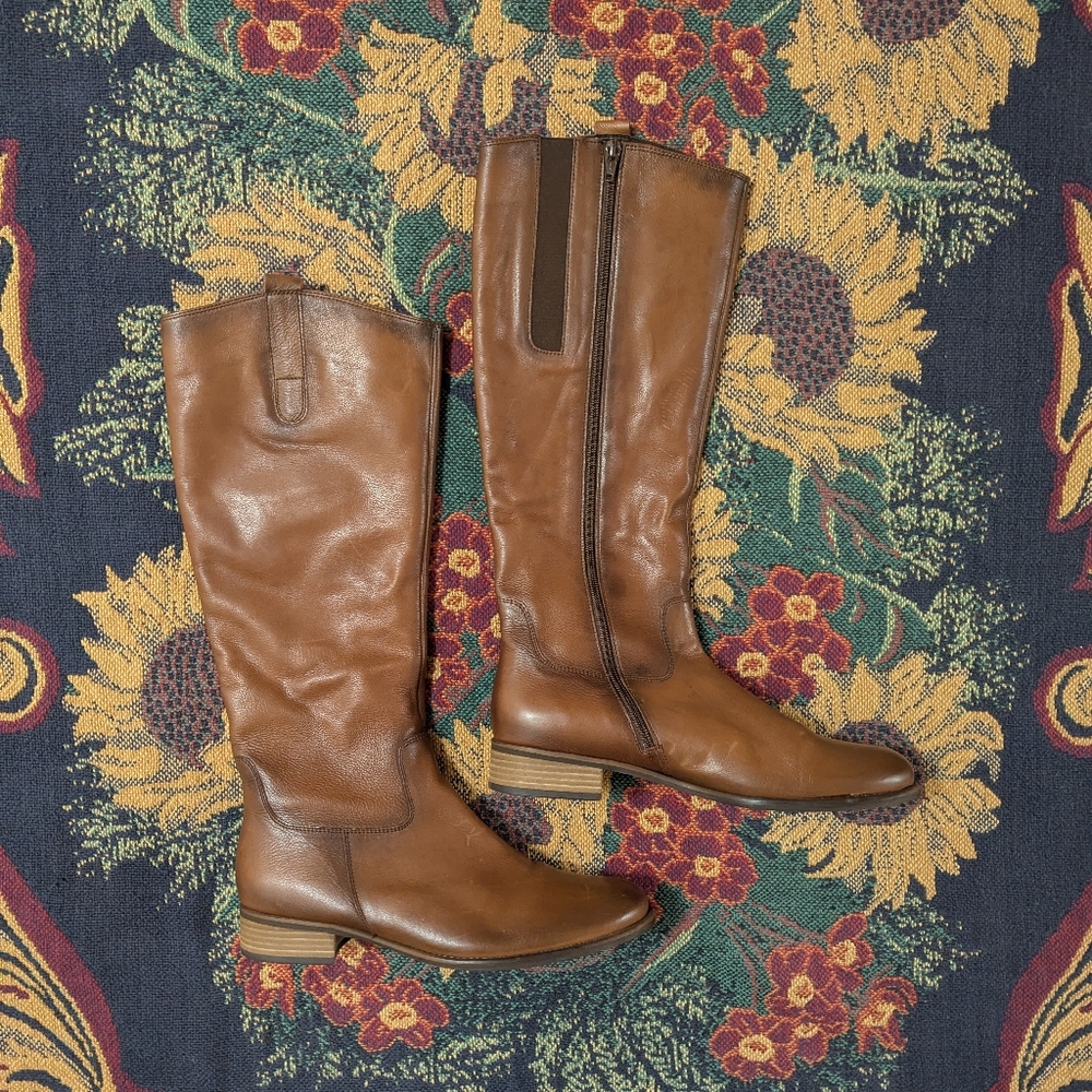 Gabor Leather Saddle Long Leg Riding Boot - Picture 3 of 9